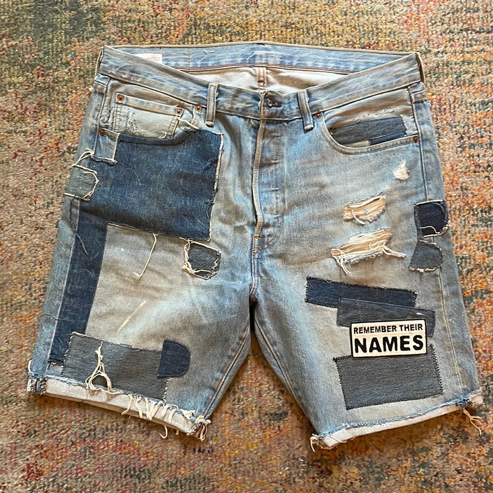 Levi’s 501 CT patch work PRIDE denim shorts.